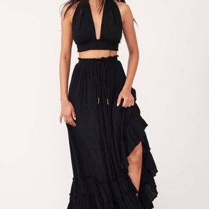Rare Sold Out Free People Chantal Set Halter Crop W Matching Maxi Skirt